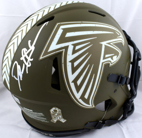 Deion Sanders Signed Falcons F/S Salute to Service Speed Authentic Helmet- BAW