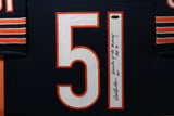 Dick Butkus Autographed/Signed Pro Style Framed Blue XL Jersey Tristar 35362