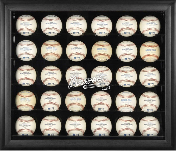 Atlanta Braves Logo Black Framed 30-Ball Display Case-Fanatics