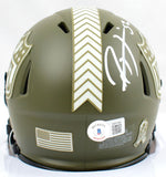 Ray Lewis Autographed NFL Salute to Service Speed Mini Helmet-Beckett W Hologram