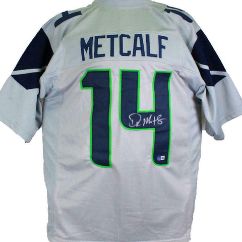 DK Metcalf Autographed Grey Pro Style Jersey-Beckett W Hologram *Silver