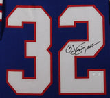 O.J. Simpson Autographed/Signed Buffalo Framed Blue XL Stat Jersey JSA 32971