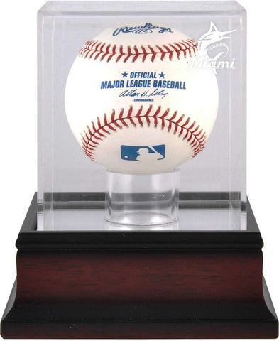 Miami Marlins Mahogany Baseball 2019 Logo Display Case - Fanatics