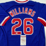 Autographed/Signed Billy Williams Chicago Blue Baseball Jersey JSA COA
