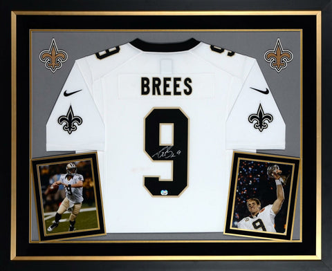 Drew Brees New Orleans Saints Signed Framed Limited White Jersey - Fanatics