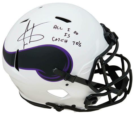 Cris Carter Signed Vikings Lunar Eclipse Speed Auth Helmet w/Catch TD's - SS COA