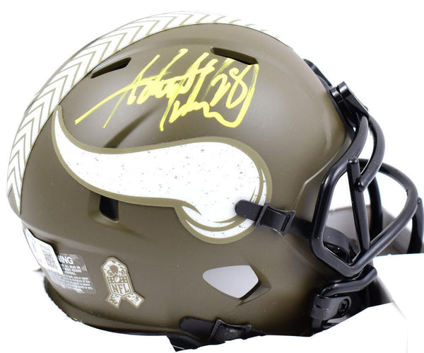 Adrian Peterson Signed Vikings Salute to Service Speed Mini Helmet-BeckettW Holo