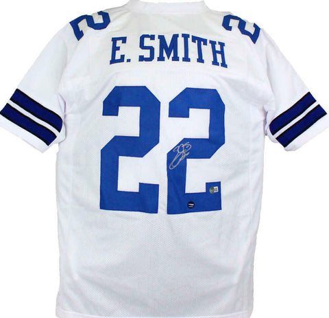 Emmitt Smith Autographed White Pro Style Jersey *R2-Beckett W Hologram *Silver