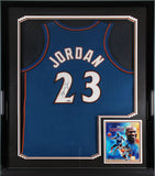 Wizards Michael Jordan Authentic Signed Blue Away Framed Jersey UDA #BAH88687
