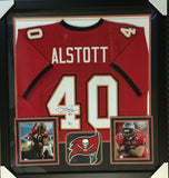 Mike Alstott Signed Tampa Bay Buccaneers 36"x39" Framed Red Jersey (Beckett COA)