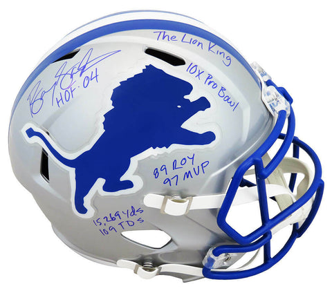 Barry Sanders Signed Lions T/B Riddell F/S Speed Replica Helmet w/7-INS - SS COA