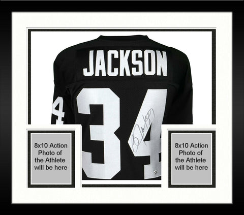 Framed Bo Jackson Las Vegas Raiders Signed White Mitchell & Ness Auth Jersey