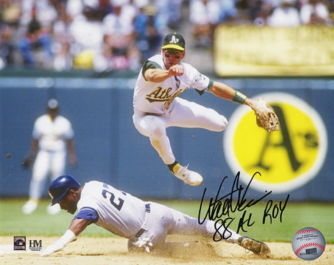Walt Weiss Signed Oakland A's Double Play Action 8x10 Photo w/88 AL ROY (SS COA)