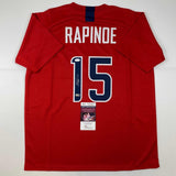 Autographed/Signed Megan Rapinoe Red Soccer United States USA Jersey JSA COA