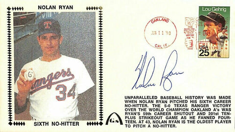 Nolan Ryan Signed Texas Rangers Envelope BAS Y19913