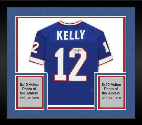 Framed Jim Kelly Buffalo Bills Signed Blue Mitchell & Ness 1994 Auth Jersey