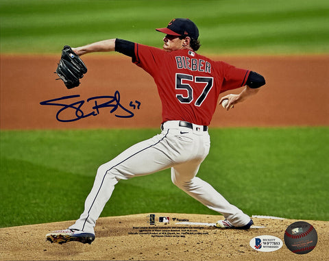 Shane Bieber Signed 8x10 Cleveland Indians Pitch Photo BAS ITP