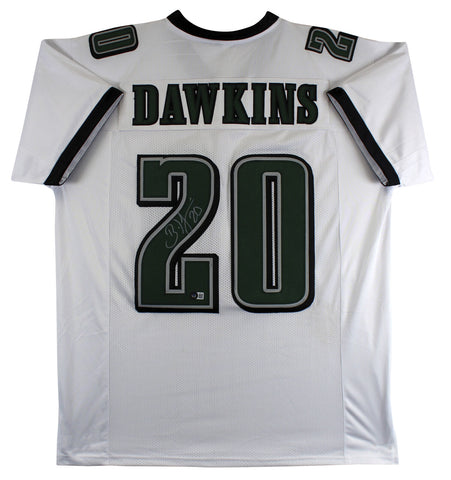 Brian Dawkins Authentic Signed White Pro Style Jersey Autographed BAS Witnessed