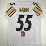 Autographed/Signed DEVIN BUSH Pittsburgh White Football Jersey JSA COA Auto