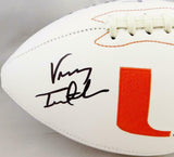 Vinny Testaverde Autographed Miami Hurricanes Logo Football w/ Insc-Beckett Auth