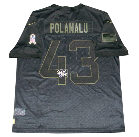 TROY POLAMALU SIGNED PITTSBURGH STEELERS NIKE LIMITED SALUTE TO SERVICE JERSEY
