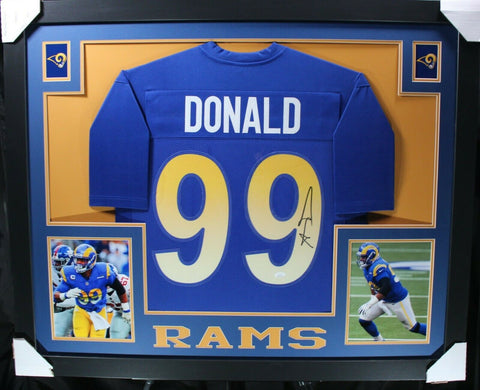 AARON DONALD (Rams blue SKYLINE) Signed Autographed Framed Jersey JSA