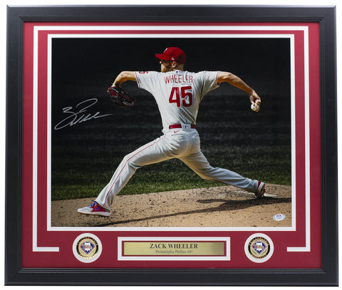 Zach Wheeler Signed Framed 16x20 Philadelphia Phillies Spotlight Photo PSA