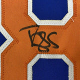 FRAMED Autographed/Signed DARRYL STRAWBERRY 33x42 New York Blue Jersey PSA COA