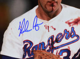 Nolan Ryan Autographed Texas Rangers 8x10 Bloody Lip Photo- AI Verified Holo