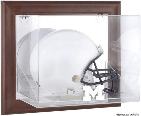 Wolverines Brown Framed Wall-Mountable Helmet Display Case