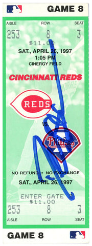 Deion Sanders Signed Cincinnati Reds 4/26/1997 vs Phillies Ticket BAS 37196