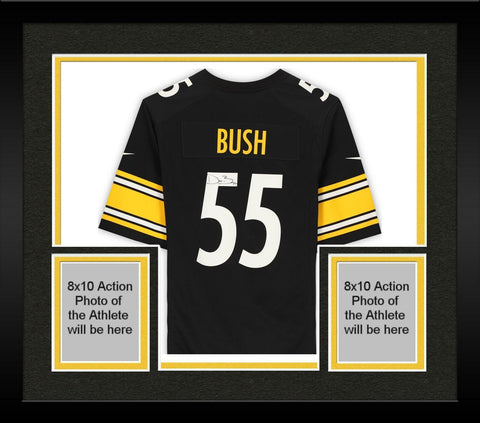 Framed Devin Bush Pittsburgh Steelers Autographed Black Nike Game Jersey