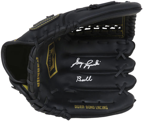 Greg Luzinski Signed Franklin Black Baseball Fielders Glove w/Bull -(SS COA)