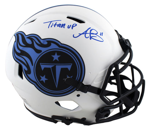 Titans A.J. Brown "Titan Up" Signed Lunar Full Size Speed Proline Helmet BAS Wit