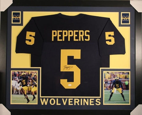 Jabrill Peppers Signed Michigan Wolverines 35x43 Framed Jersey (JSA) Patriots DB