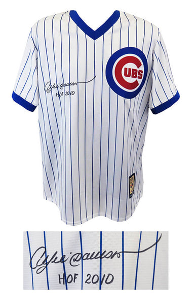 Andre Dawson Signed Cubs 1980's T/B White CC Majestic Jersey w/HOF 2010 (SS COA)