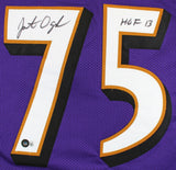 Jonathan Ogden "HOF 13" Authentic Signed Purple Pro Style Jersey BAS Witnessed