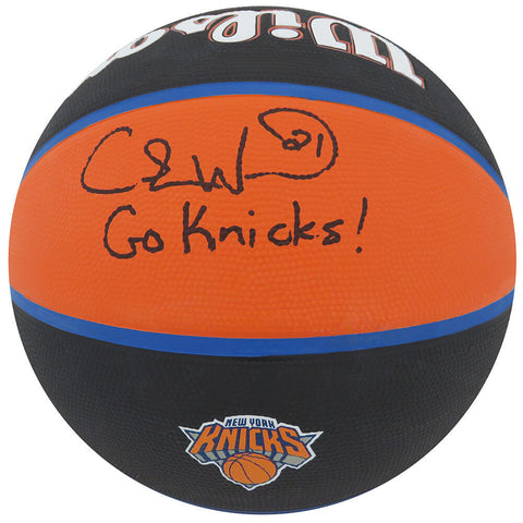 Charlie Ward Signed NY Knicks Logo Wilson City Basketball w/Go Knicks - (SS COA)