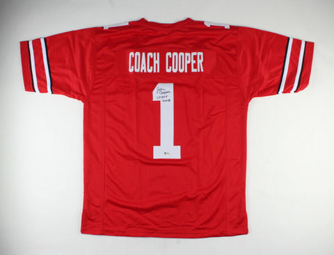 John Cooper Signed Ohio State Jersey Inscribed "CFHOF 2008" (Beckett COA)