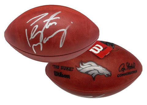 PEYTON MANNING Autographed Duke Metallic Broncos Logo Football FANATICS