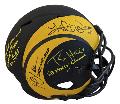 Rams (4) Warner, Faulk Holt & Vermeil Signed Eclipse F/S Speed Rep Helmet BAS W