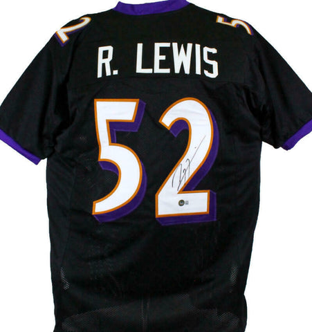 Ray Lewis Autographed Black Pro Style Jersey-Beckett W Hologram *Black