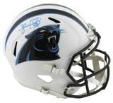 Panthers Luke Kuechly Signed Flat White Full Size Speed Rep Helmet BAS Witnessed