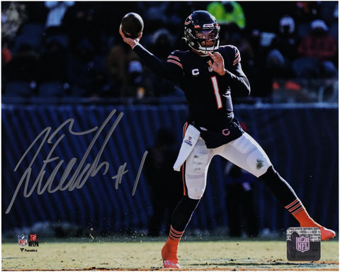 Justin Fields Chicago Bears Autographed 8" x 10" Scrambling Throw Photograph