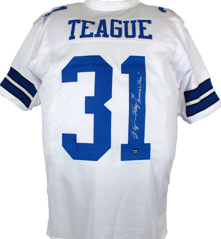 George Teague Autographed White Pro Style Jersey w/Americas Team-Prova *Silver