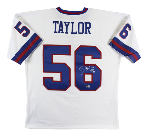 Giants Lawrence Taylor "HOF 99" Signed White Mitchell & Ness Jersey BAS Witness