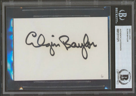 Lakers Elgin Baylor Authentic Signed 3x5 Index Card Autographed BAS Slabbed