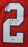 Sony Michel Autographed/Signed New England Patriots Red XL Jersey BAS 22632