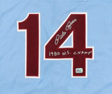 Pete Rose Signed Philadelphia Phillies "1980 W.S. Champs" Jersey (Fiterman Holo)