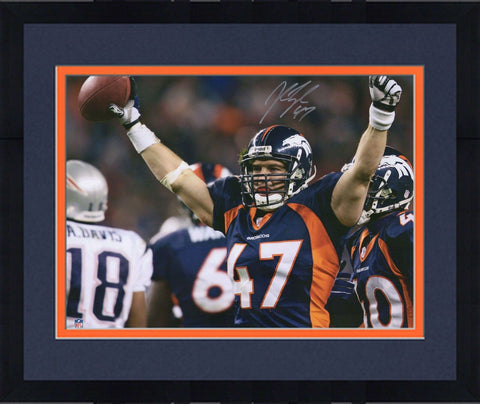 Framed John Lynch Denver Broncos Signed 16" x 20" Arms Up Celebrating Photo